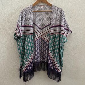 Victoria's Secret Open Front Fringe Kimono Top Size XS / Small Geometric Boho